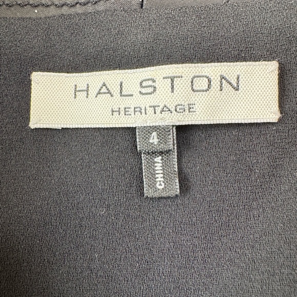 Halston Heritage Satin Trimmed Black Tuxedo Jumpsuit size 4 $495 - Picture 8 of 15